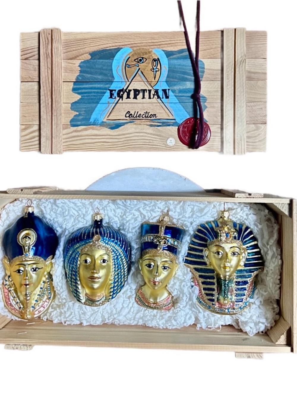 Kurt Adler ~ Egyptian Collection Polonaise Christmas Set Of 4 Ornaments W/Box